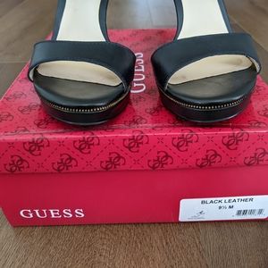 Guess Jazminn women's black leather wedge, 9.5M